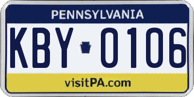 PA license plate KBY0106