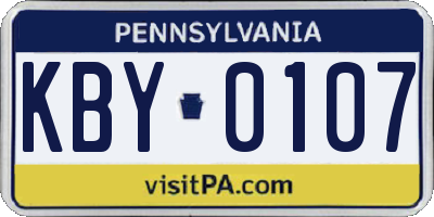 PA license plate KBY0107