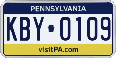 PA license plate KBY0109