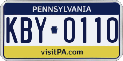 PA license plate KBY0110
