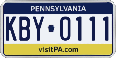 PA license plate KBY0111