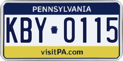 PA license plate KBY0115