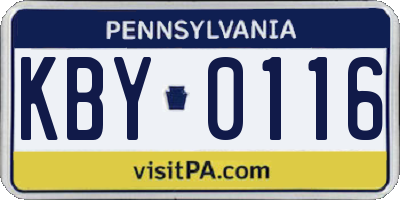 PA license plate KBY0116