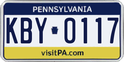 PA license plate KBY0117