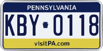 PA license plate KBY0118