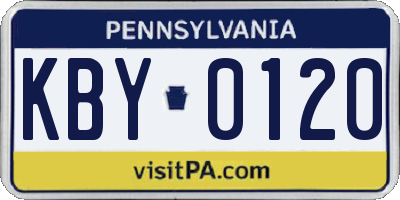 PA license plate KBY0120