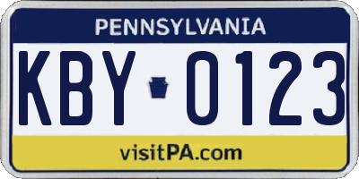 PA license plate KBY0123