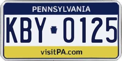 PA license plate KBY0125