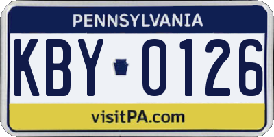 PA license plate KBY0126