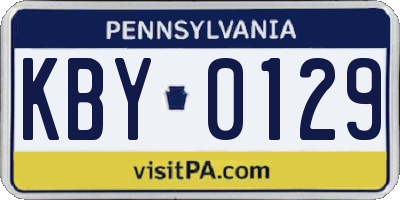 PA license plate KBY0129