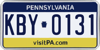 PA license plate KBY0131