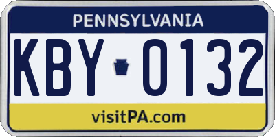 PA license plate KBY0132