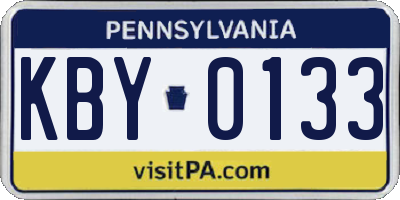 PA license plate KBY0133