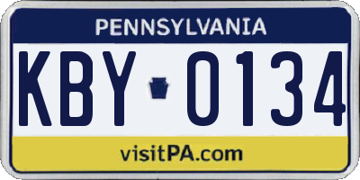 PA license plate KBY0134