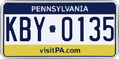 PA license plate KBY0135