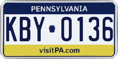 PA license plate KBY0136
