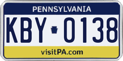 PA license plate KBY0138