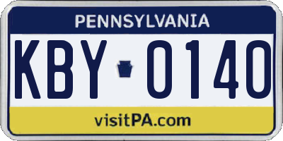 PA license plate KBY0140