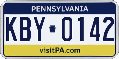 PA license plate KBY0142