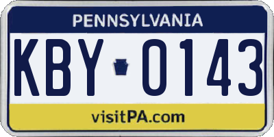 PA license plate KBY0143