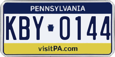PA license plate KBY0144