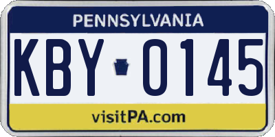 PA license plate KBY0145