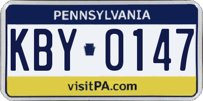 PA license plate KBY0147