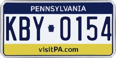 PA license plate KBY0154