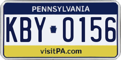 PA license plate KBY0156