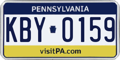 PA license plate KBY0159
