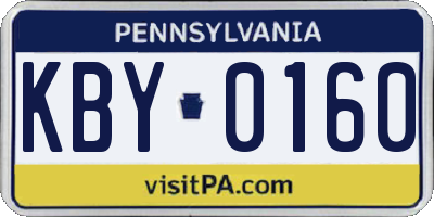 PA license plate KBY0160
