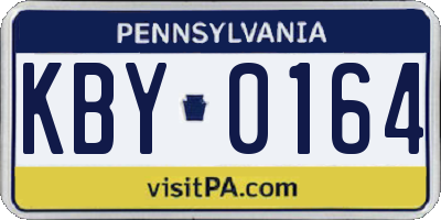 PA license plate KBY0164