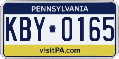 PA license plate KBY0165