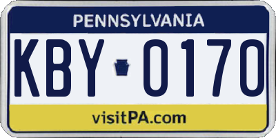 PA license plate KBY0170