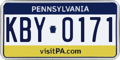 PA license plate KBY0171