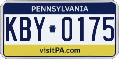 PA license plate KBY0175