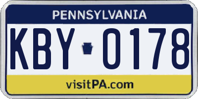 PA license plate KBY0178