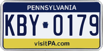 PA license plate KBY0179