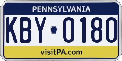 PA license plate KBY0180