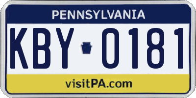 PA license plate KBY0181