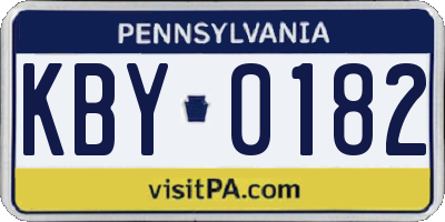 PA license plate KBY0182