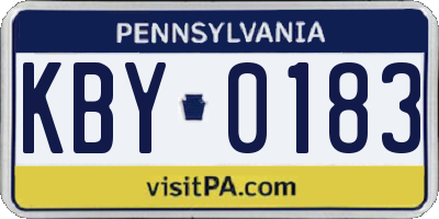 PA license plate KBY0183