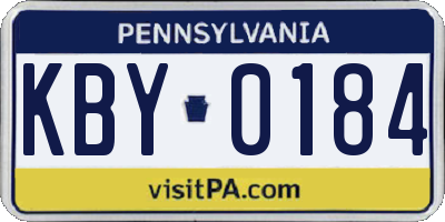 PA license plate KBY0184
