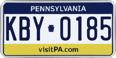 PA license plate KBY0185