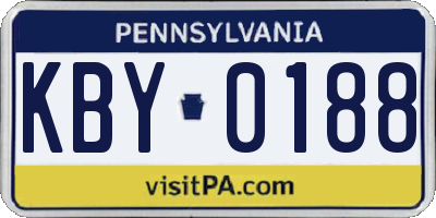 PA license plate KBY0188