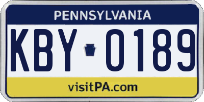 PA license plate KBY0189