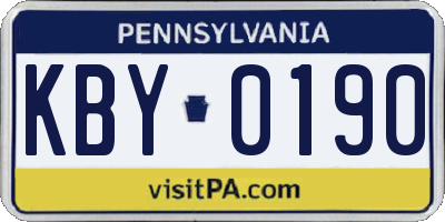 PA license plate KBY0190