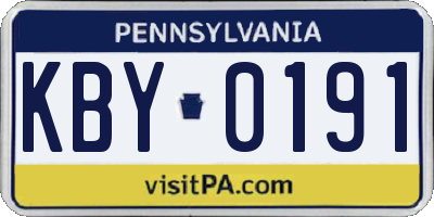 PA license plate KBY0191