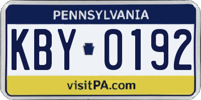 PA license plate KBY0192
