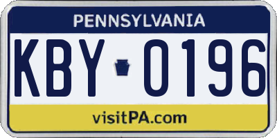 PA license plate KBY0196